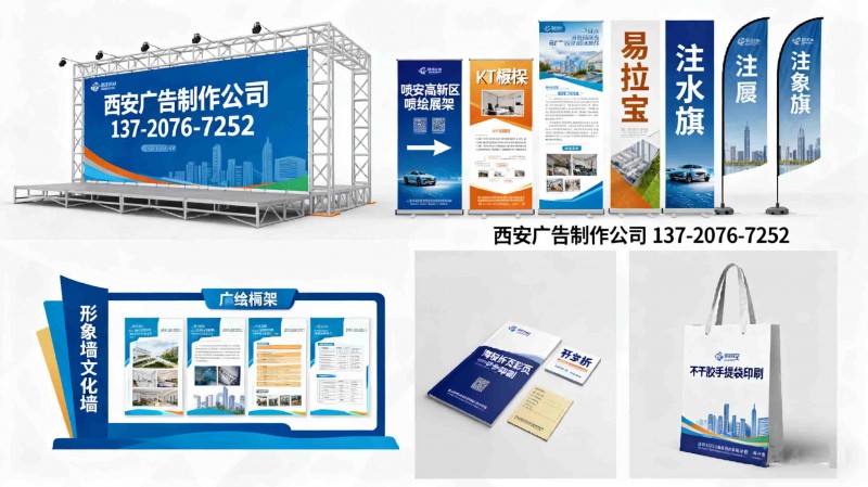 西安会议背景板 签到板 喷绘桁架 易拉宝 门形展架 快展架 拉网展架 西安广告制作公司 西安仟玺广告