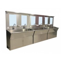 不锈钢高背板洗手池304不锈钢双层制作医用洗手池