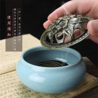 民艾天下家用香炉陶瓷空气净化炉盘香式香炉除臭房间香薰