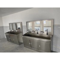 304不锈钢脚踏式三人位洗手池