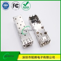 SFP+光纤插座-1x1焊接式\压接式-无带导光